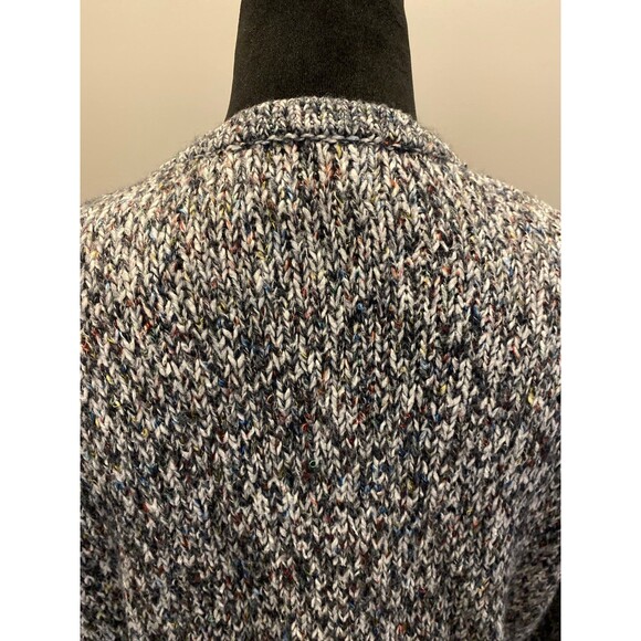 Loft Cardigan Sweater Chunky Oversized Medium Black White Variegated Knit - Picture 5 of 12